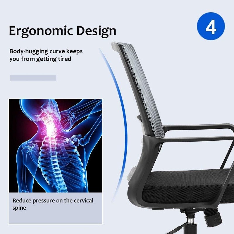 Ergonomic Swivel Rolling Desk Chair W/ Lumbar Support Adjustable Mesh Stool New