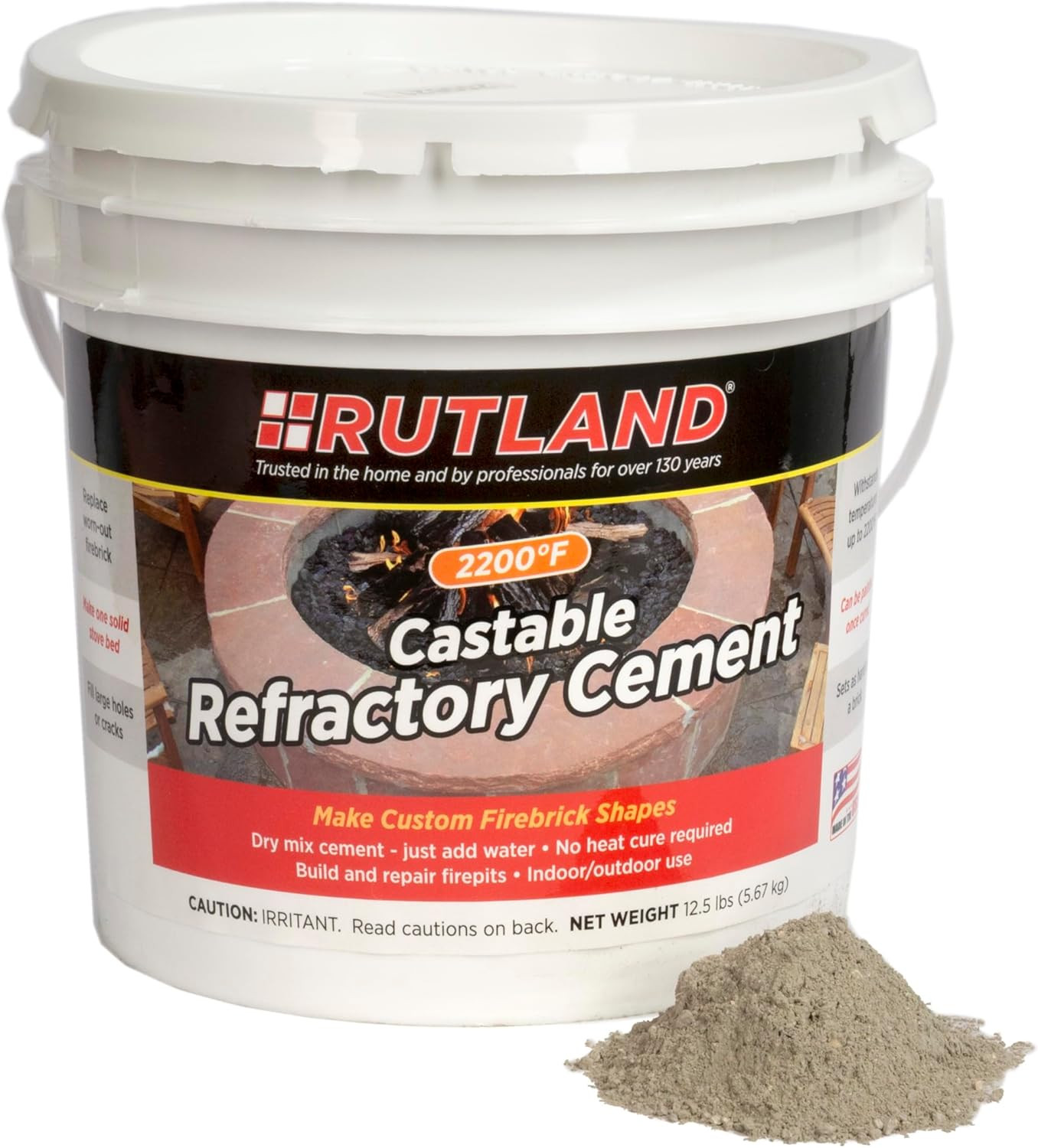 NEW Refractory Cement 12.5lb High Heat Firebrick Cast Repair 2200°F Fireplace