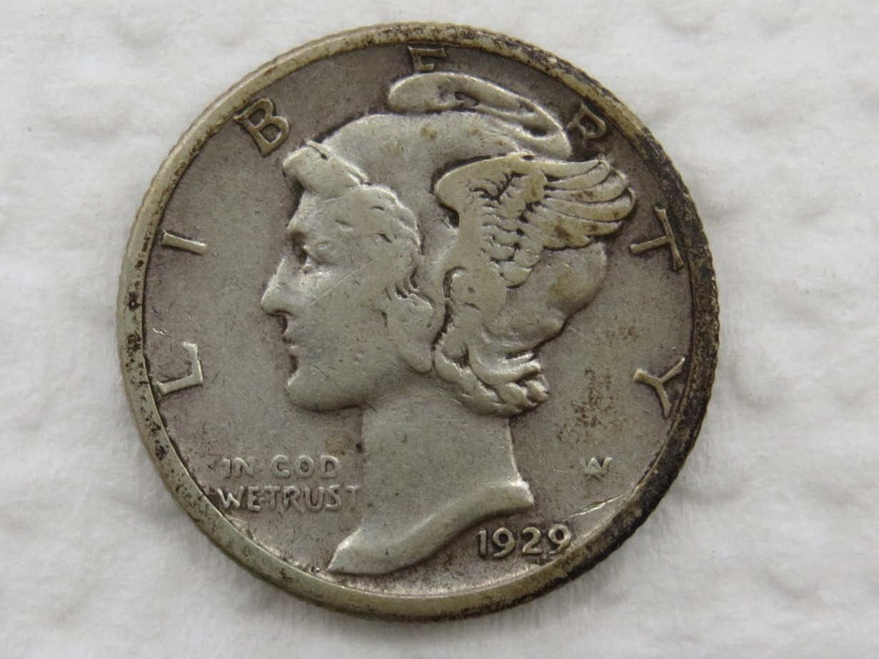 1929 S Mercury Dime - VF+ - 90% Silver 10 Cent US Coin - Better Date