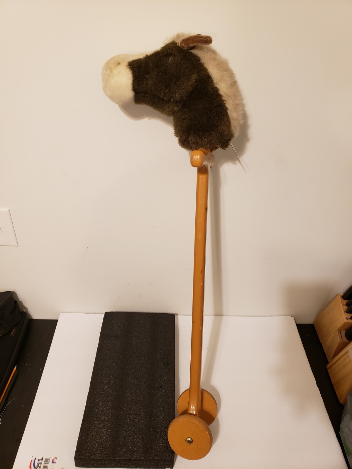 Merrythought Ironbridge Shrops Hobby Horse Toy Wooden Wheels Plush England