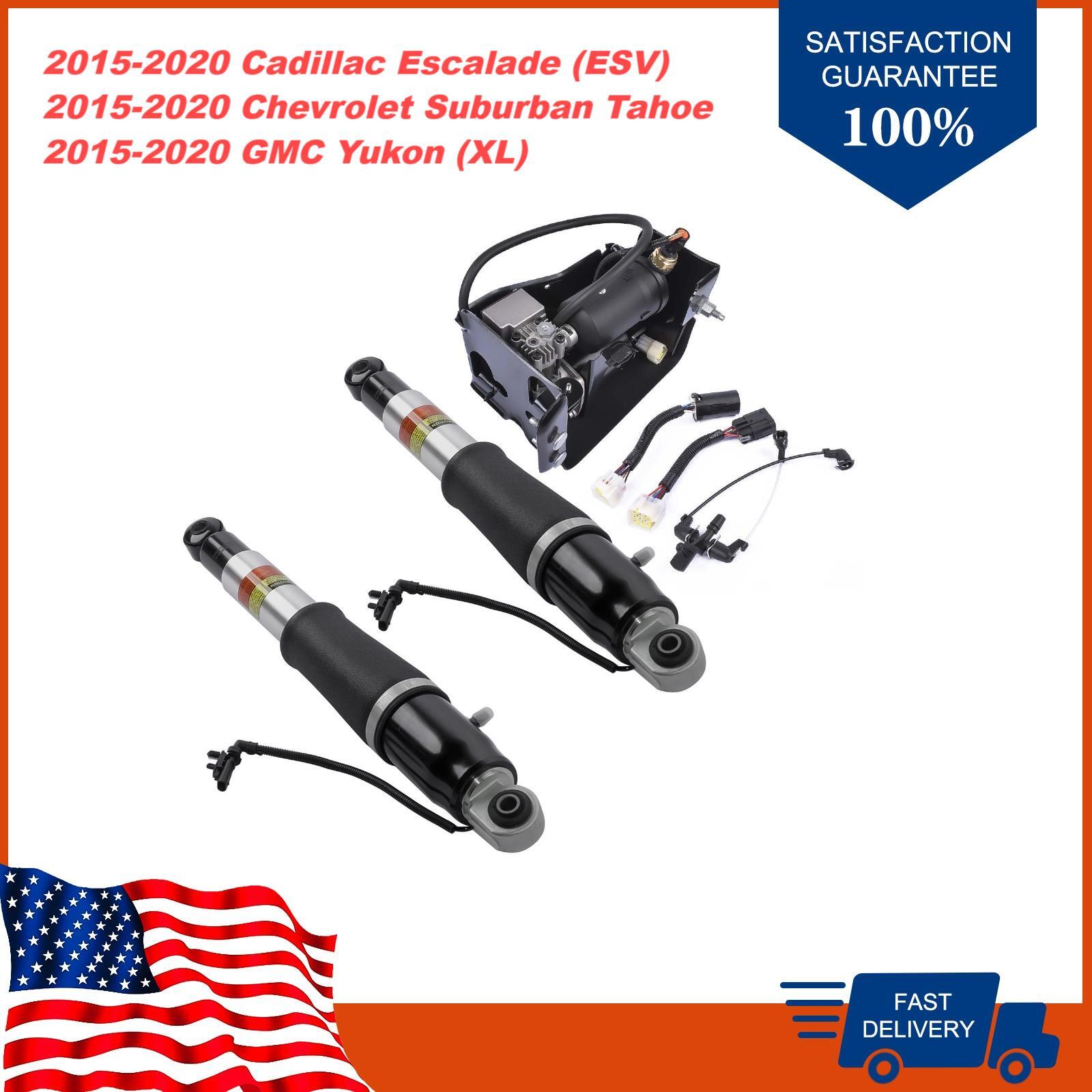 Rear Air Suspension Shock Absorbers & Compressor for Chevy Suburban Tahoe 15-20