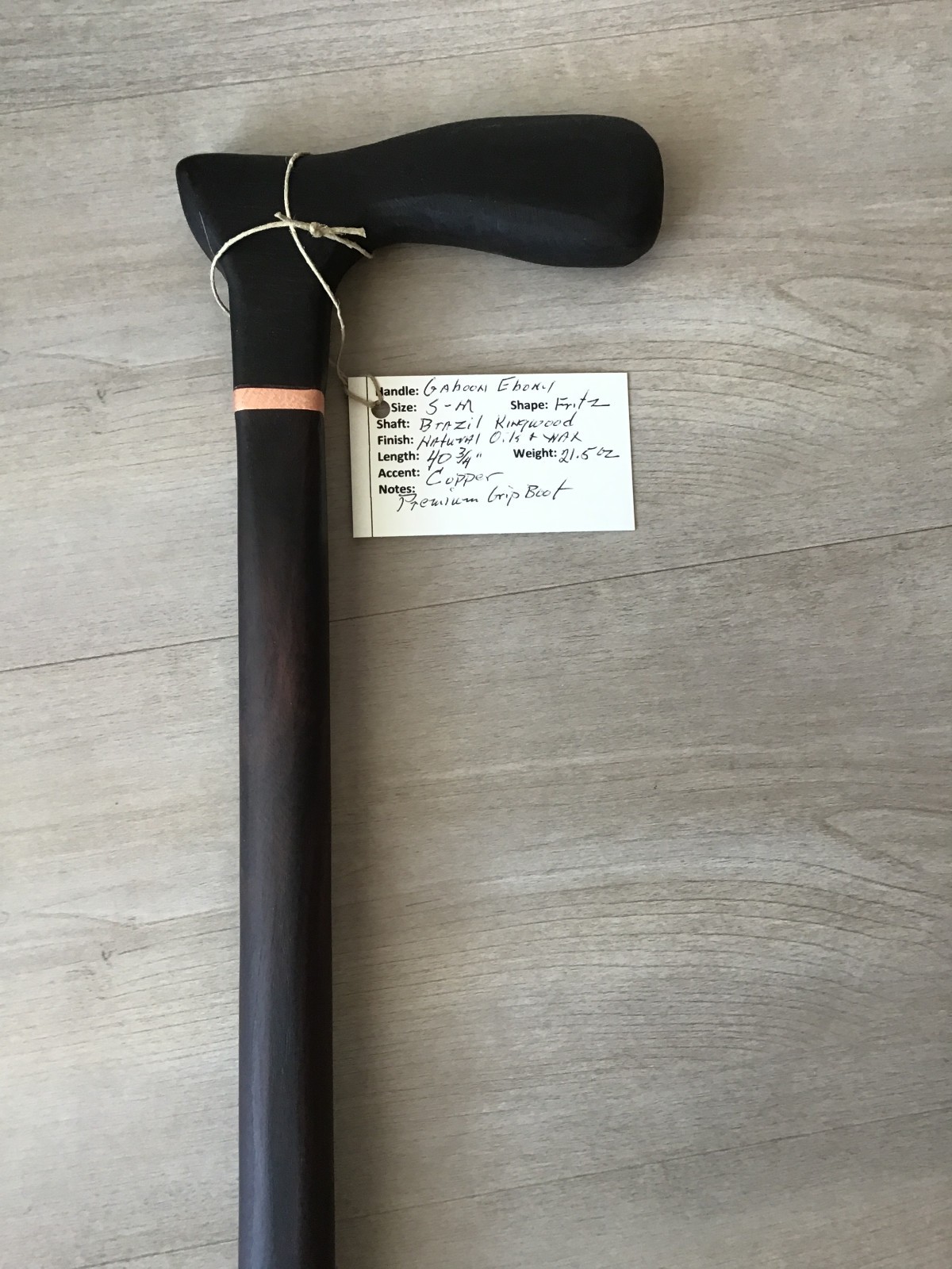 Artisan Gaboon Ebony and Brazil Kingwood Cane - USA Veteran  Made