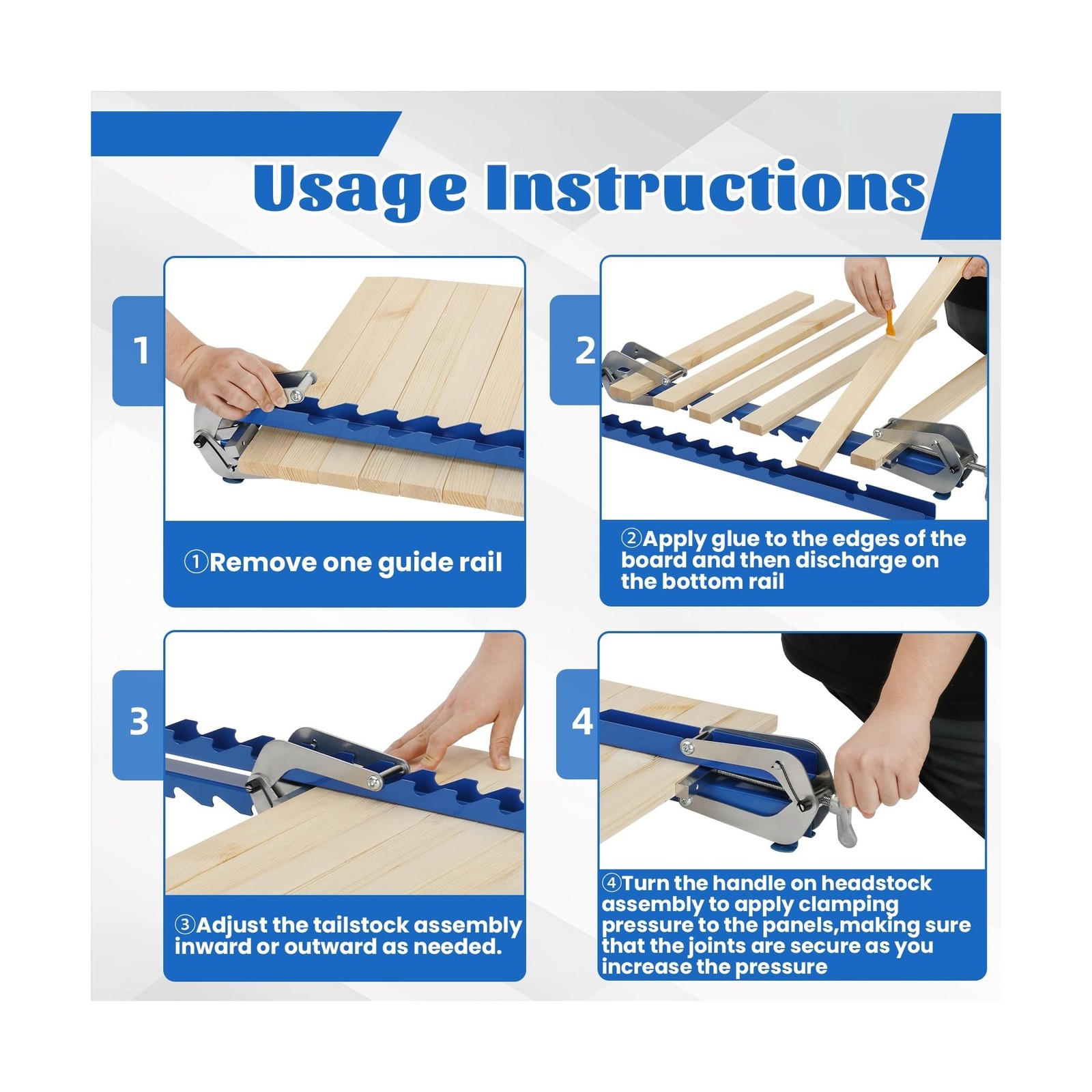 41 Inch Panel Clamps Woodworking (2-Pack) with Mounting Brackets, 4-Way Press...