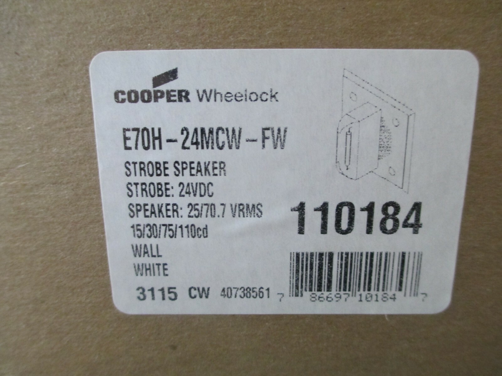Wheelock E70H-24MCW-FW Fire Alarm Wall Bracket 24VDC - White  110184