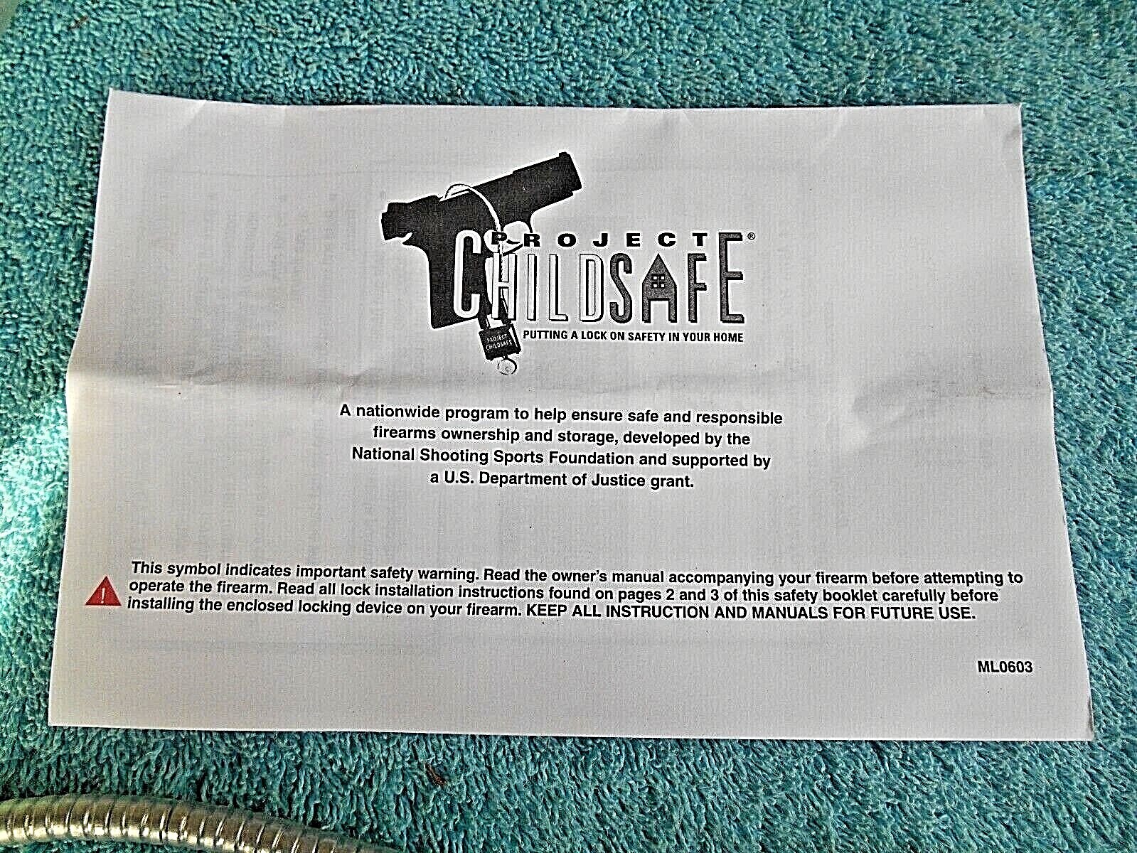 Project Child Safe Cable Gun Lock with 2 Keys New in Original Package