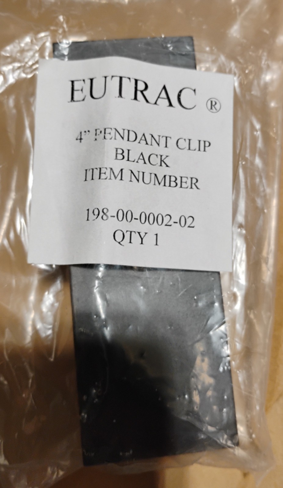 Eutrac 198-00-0002-02  Pendant Clip 4-inch Black