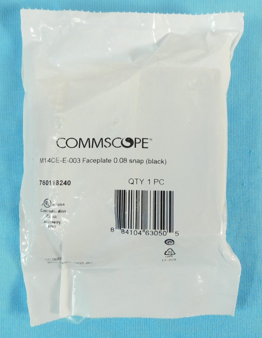 760118240 M14CE-E-003 CommScope M14CE-E Type Furniture Faceplate 4-Port Black