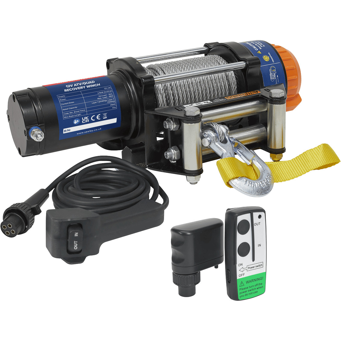 Sealey ATV2040KIT 12v ATV and Quad Bike Recovery Winch Kit 2040kg