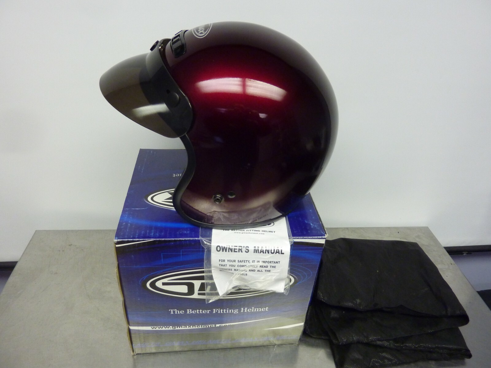 GMAX GM2S OPEN FACE -YTH L/XL- WINE RED HELMET     (21673)