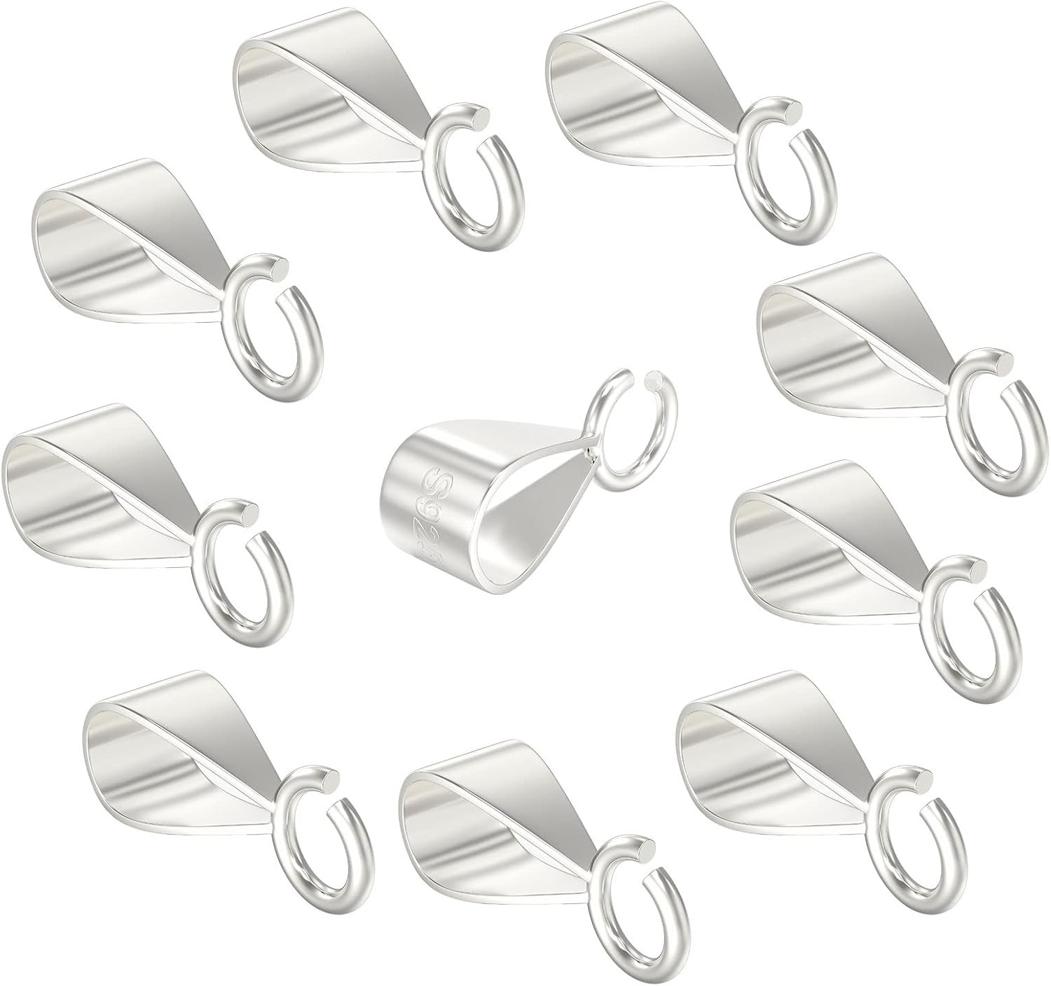 925 Sterling Sier Slider Pendant Clasp for Nelace with Open Loop, Easy