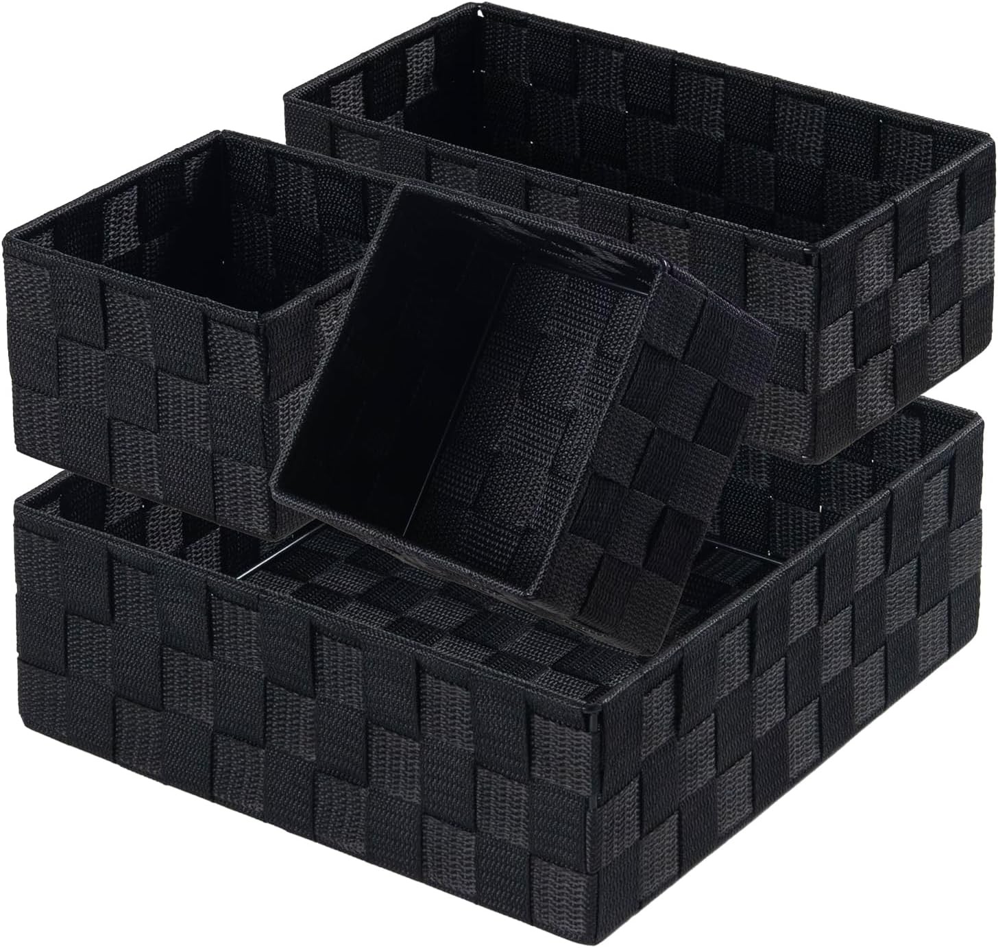 Small Black Baskets Cube Bin Container Tote,Woven Storage Baskets Organizing