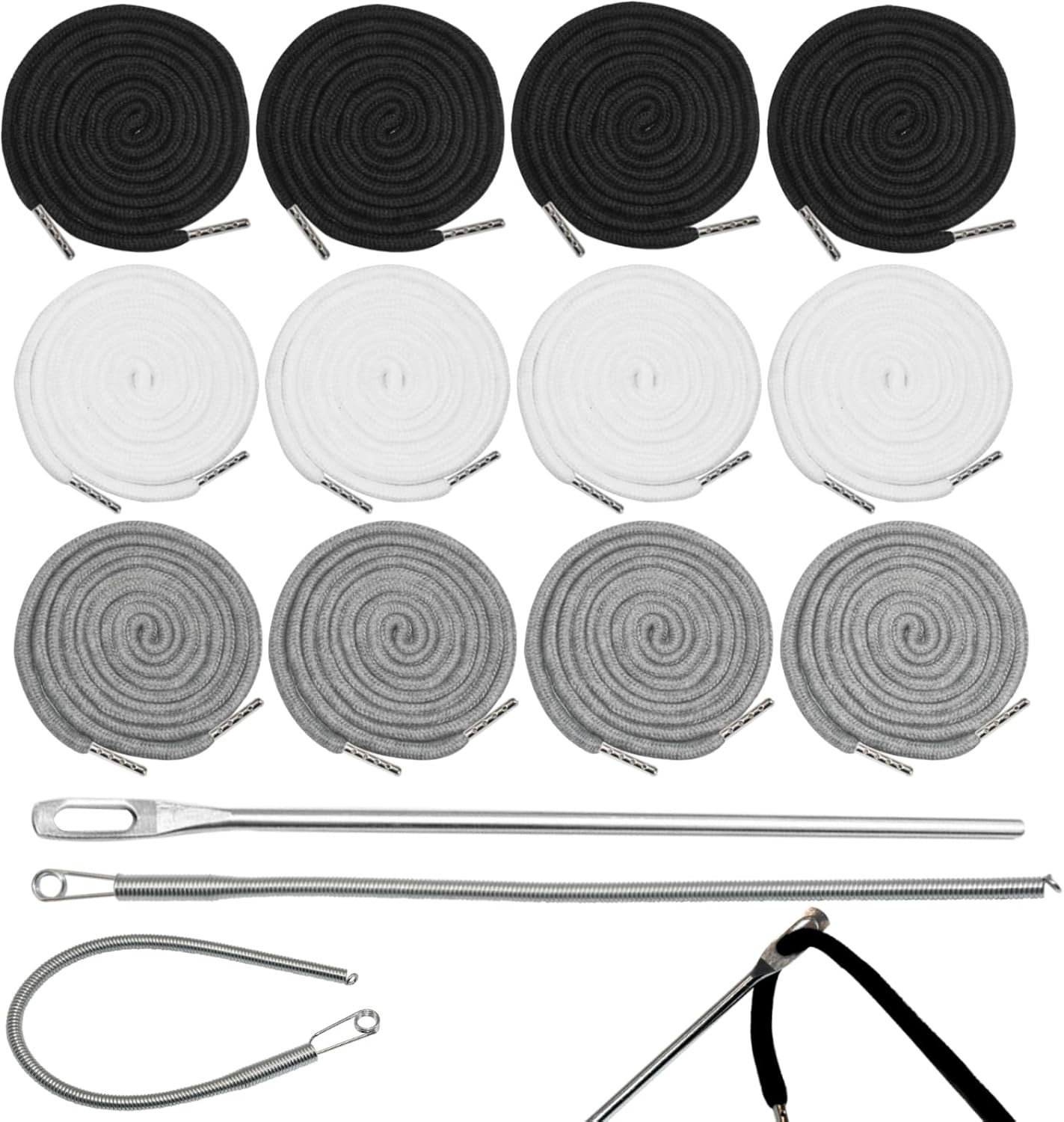 12 Pcs 66 Inches XL Drawstring Cords Replacement Extra Black, Grey, White