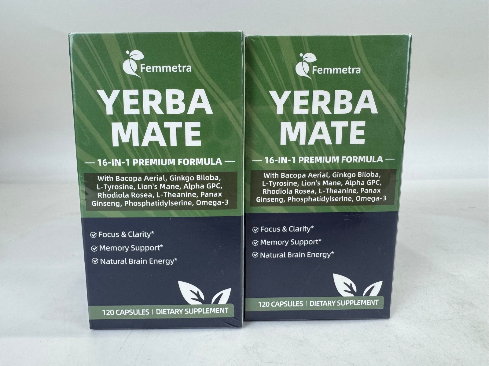 2X Yerba Mate Capsules Yerba Mate Complex Supplement for Focus, Memory & Energy