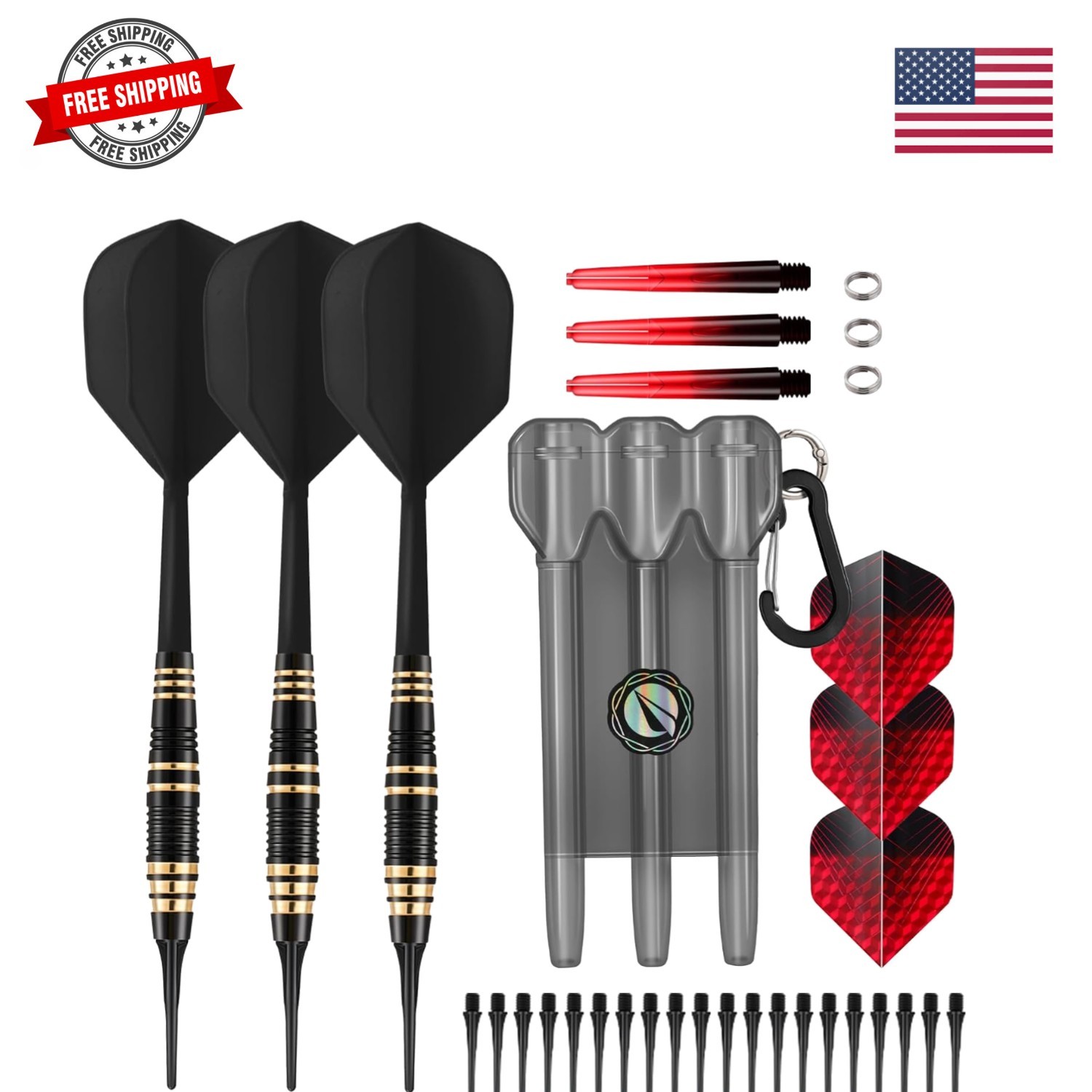 Soft Tip Darts Set – 3 Pack Professional Darts Plastic Tip | Includes Extra D...
