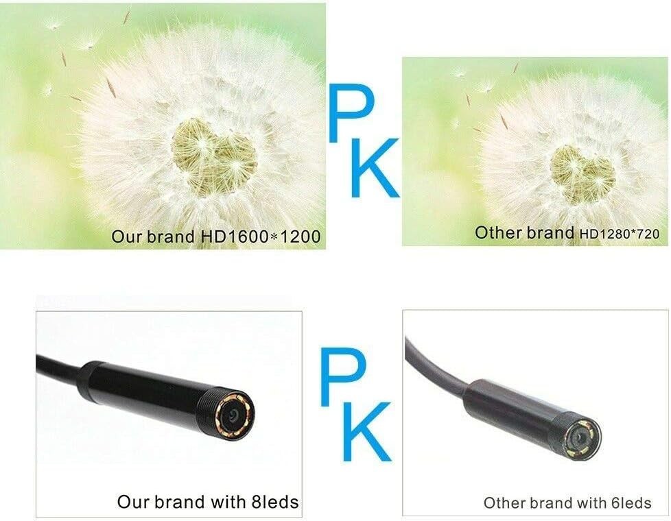 HD 640x480 USB Inspection Camera, 2m Waterproof Endoscope with Adjustable Lights