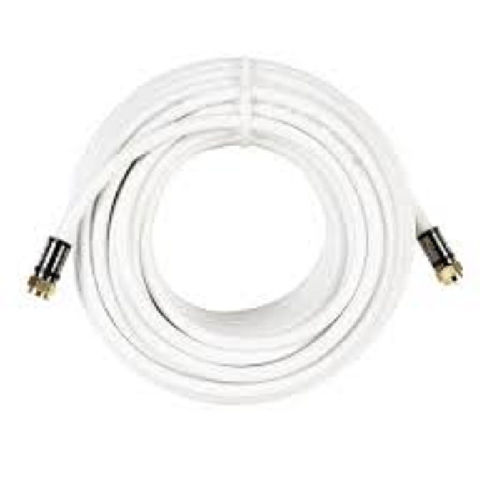 Screw-on Satellite TV Antenna Cable ~ Coax/ Coaxial F Type ~ WHITE 12' feet