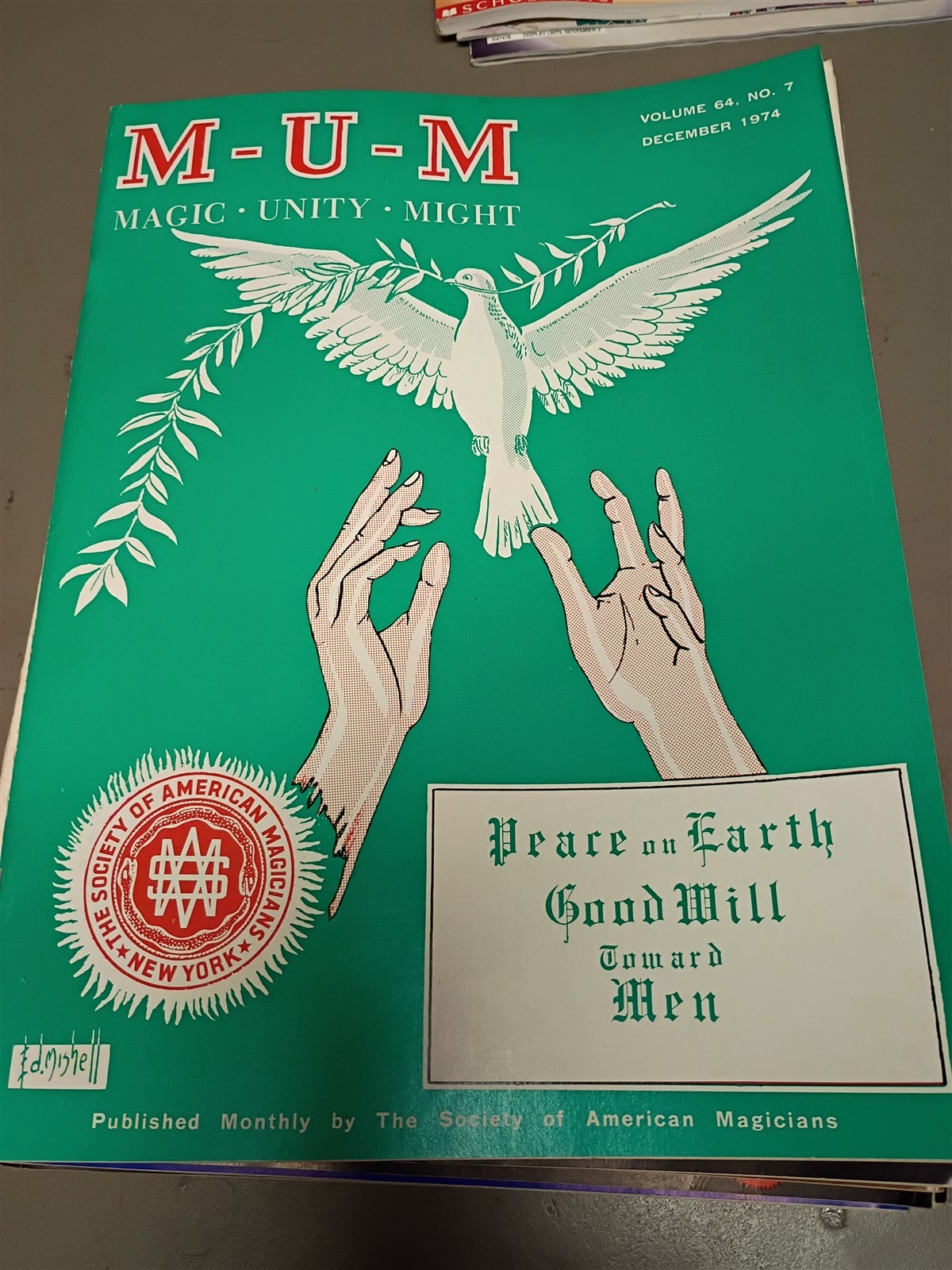 Christmas Issue MUM Society of American Magicians Magazine 1974 #9