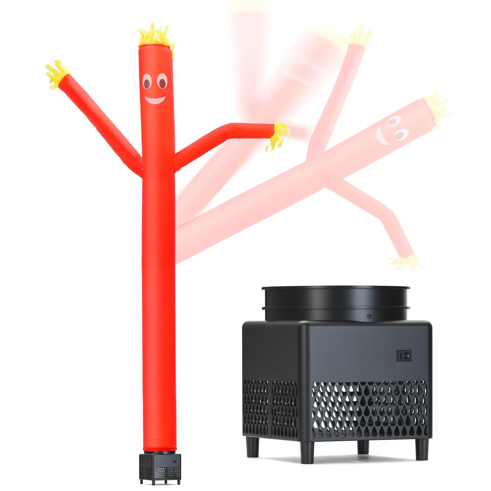 6Ft Red Air Tube Dancer Inflatable Waving Tube Man with Lights & Built-In Blower