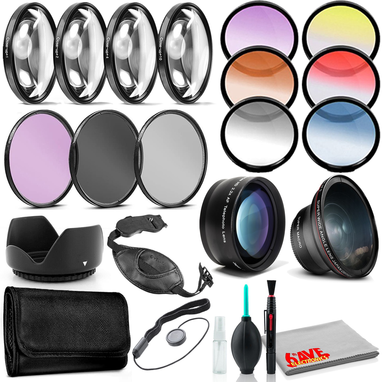 58mm Essential Kit with Wide Angle Lens, Telephoto Lens, Hand Strap, and More