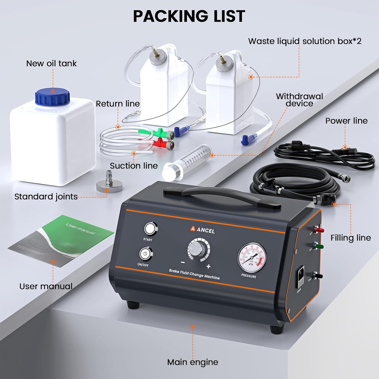 ANCEL BR1000 Automotive Brake Fluid Bleeder Vacuum Pump Kit Oil Fluid Exchanger