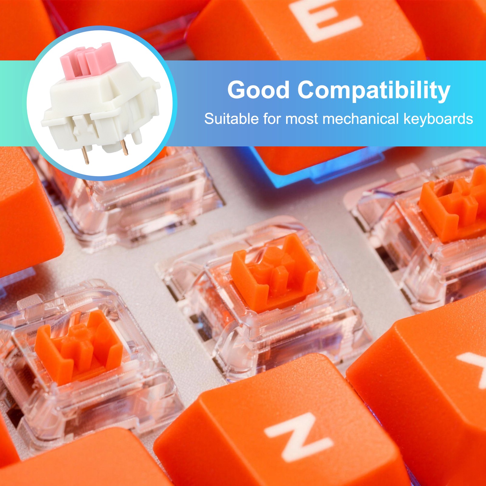 10pcs Pink Keyboard Switches 5-Pin 45gf Linear Keyboard Switch Replacement