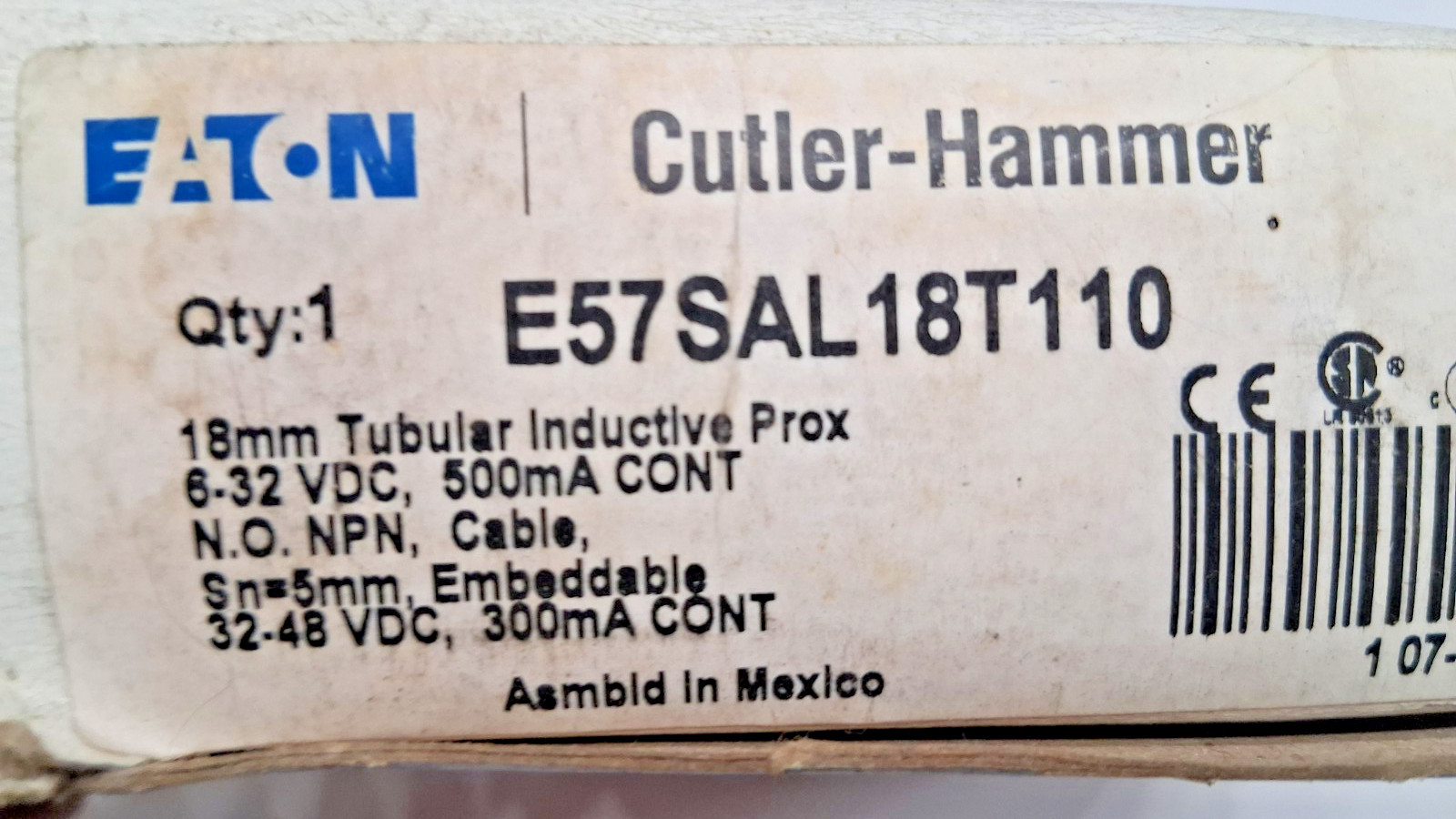 Cutler-Hammer Inductive Proximity Sensor E57SAL18T110