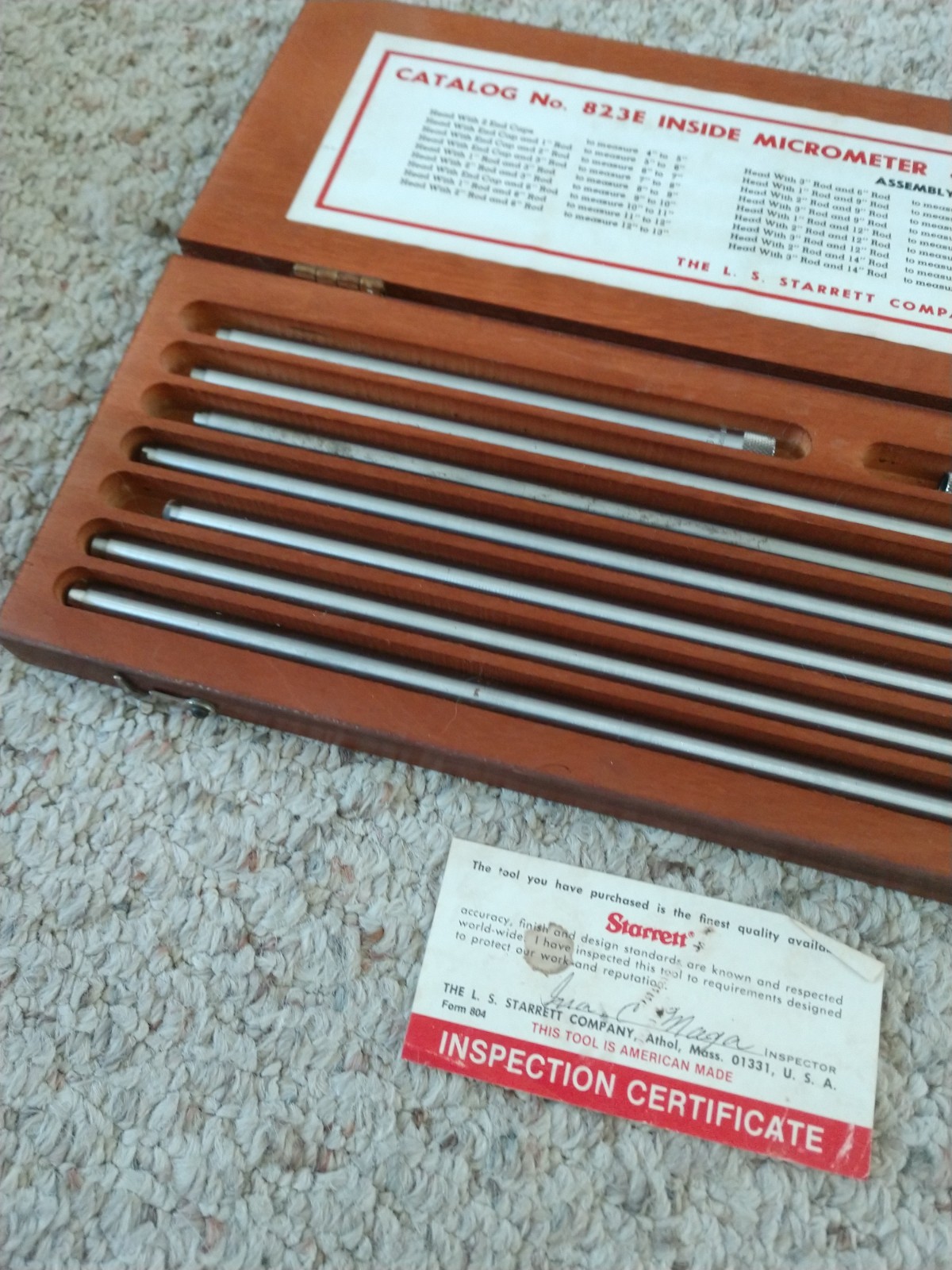 Nice Starrett Inside Micrometer Model 823E Range 4-40" Machinist Tools w. Case