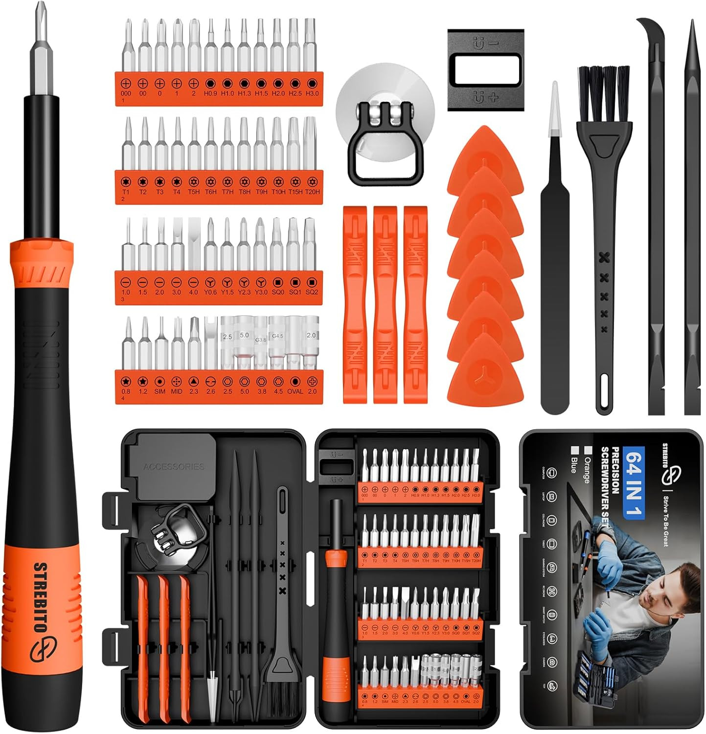 Micro Screwdriver Set 64 in 1 Magnetic Screwdriver Set with Torx, Triwing, Penta