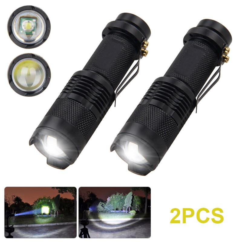 2PCS Super Bright LED Flashlight USB Rechargeable LED Camping Lamp Torch