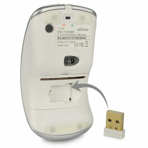 Bornd C160 3 Button Arch Comfortable Handle Wireless Optical Scroll Mouse White