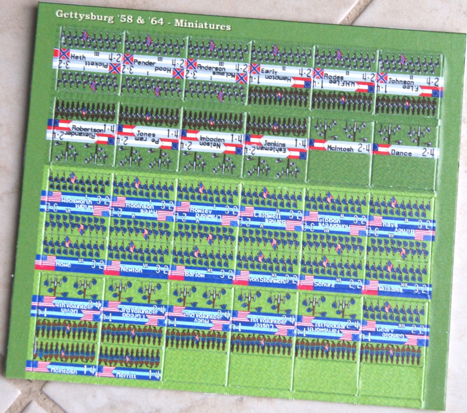 Gettysburg (’58 & ‘64) Miniatures Replacement Counters