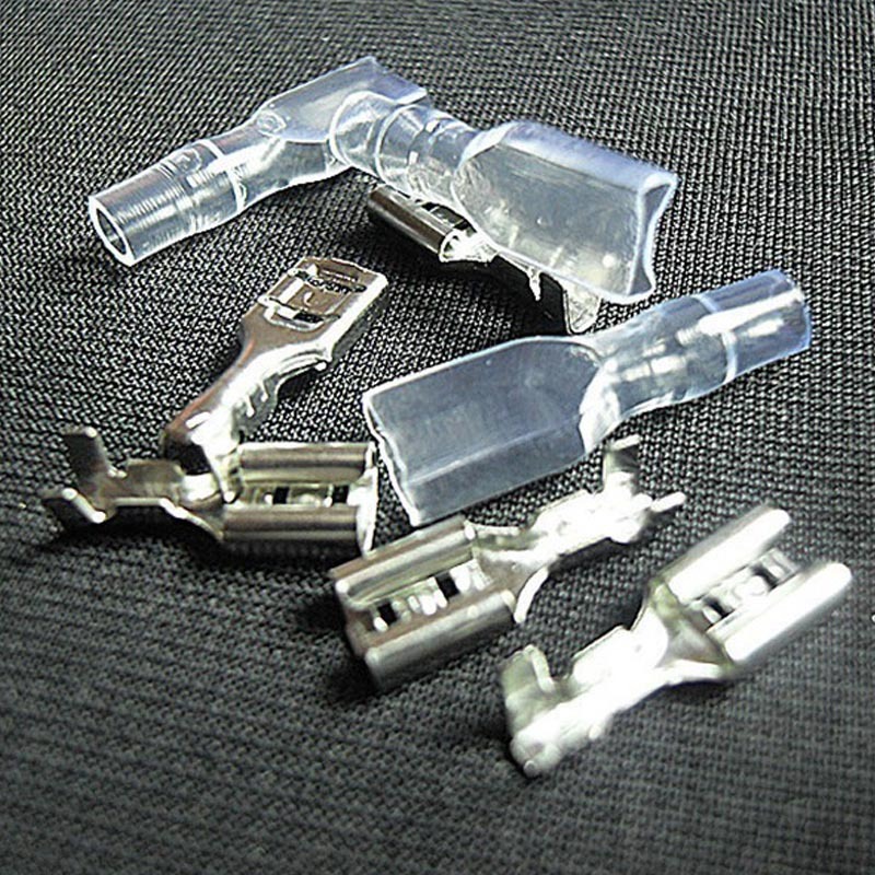 100pcs 4.8mm 0.187" Silver Crimp Terminal Female Spade Quick Connector for Wire
