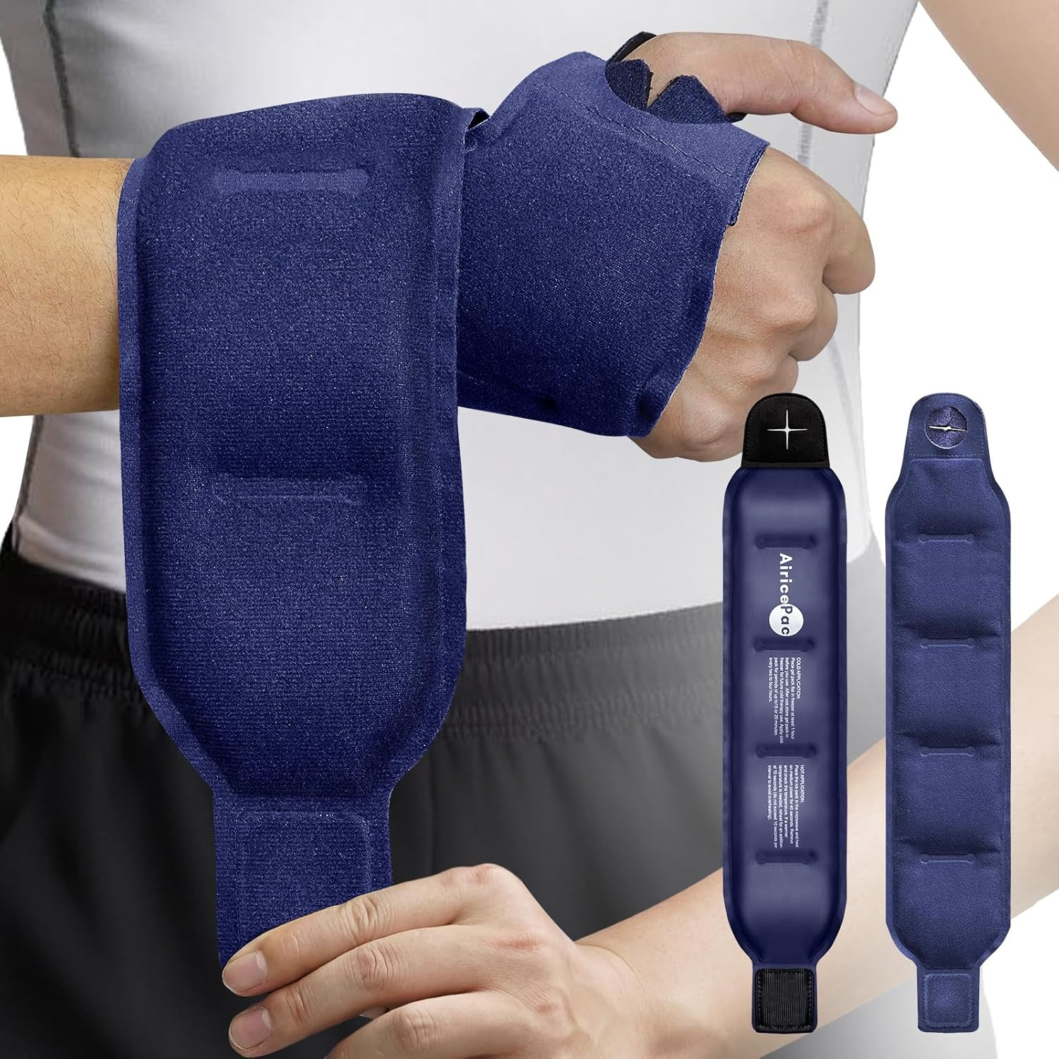 Wrist Ice Pack Wrap with 2 Reusable Gel Packs, Hot/Cold Compress, Hand Support