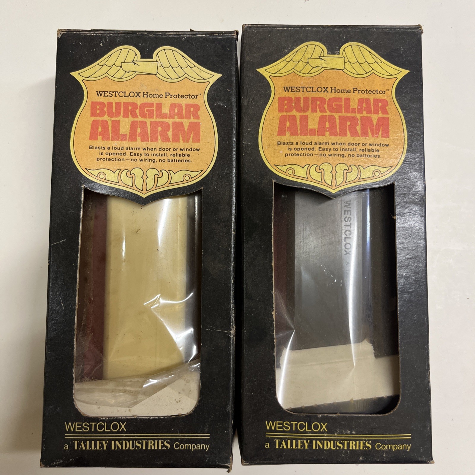 Westclox Home Protector Burglar Alarm -Vintage-Lot of 4. 2 Brown & 2 Ivory