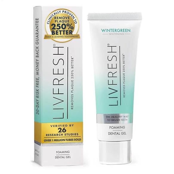2PCS LIVFRESH Toothpaste Gel Clinically Proven to Remove Plaque 250% Better