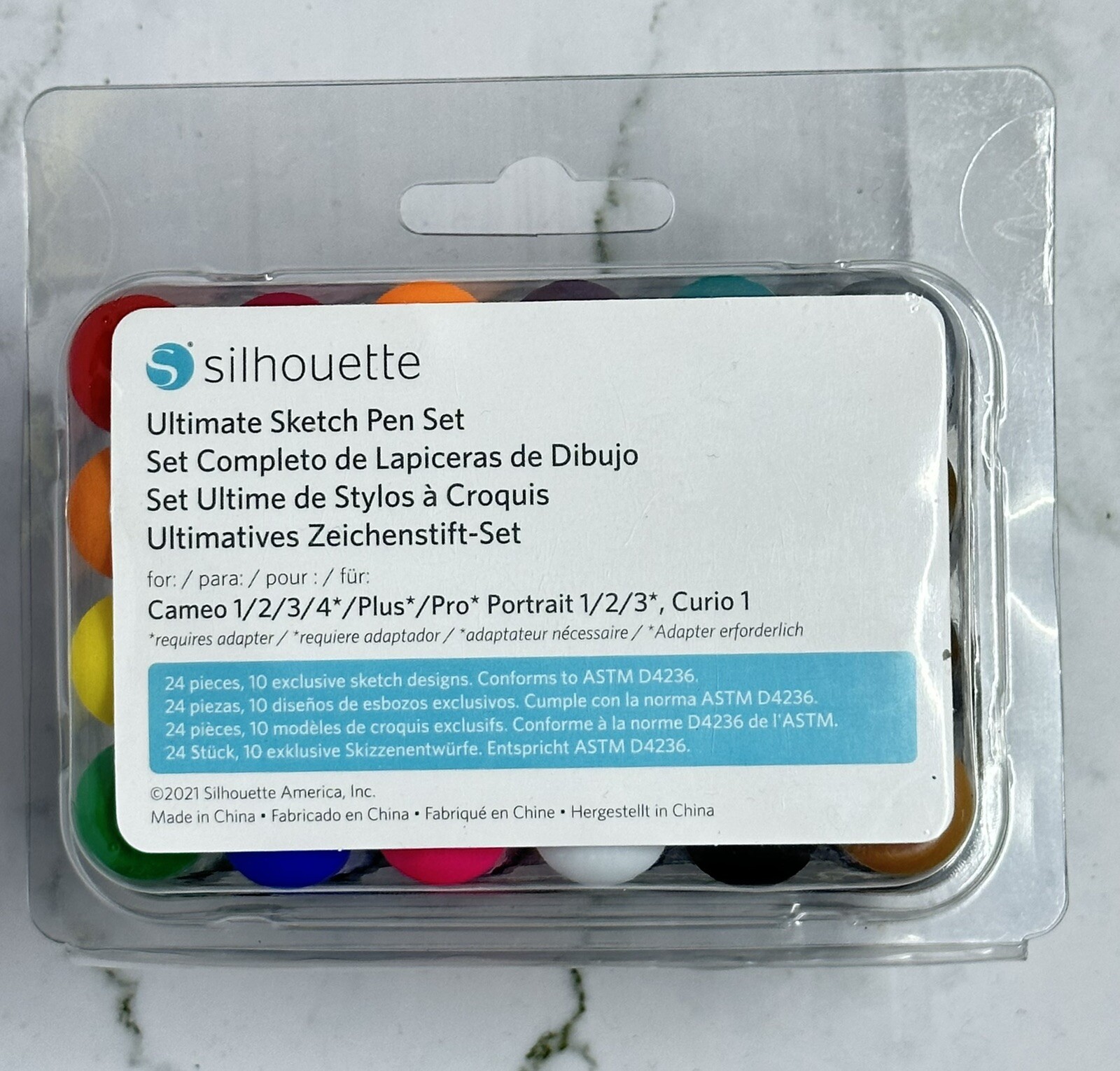 Silhouette Ultimate Sketch Pen Set- 24 Pack - Cameo Portrait Curio Models - New