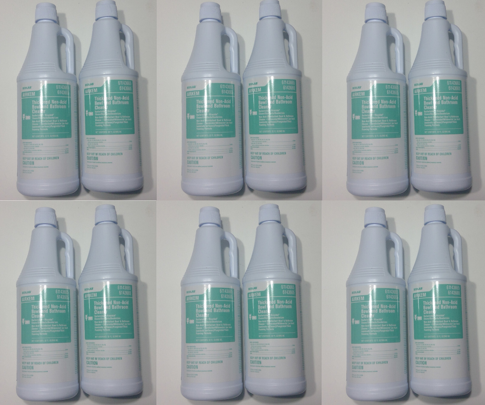 Ecolab 6143665 Non-Acid Bowl and Bathroom Cleaner 32oz each bottle pack of 12
