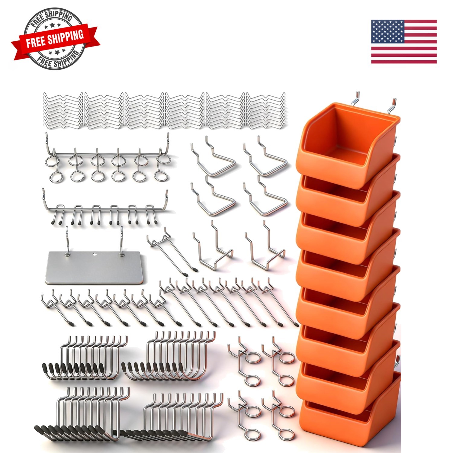 150 PCS Pegboard Hooks Assortment Kit – 15 Types Heavy Duty Pegboard Accessor...