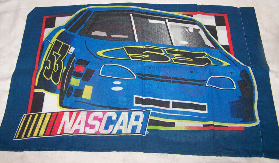 NASCAR Pillowcase Stock Car Blue 53 Green 63 checkered flag Racing Pillow case