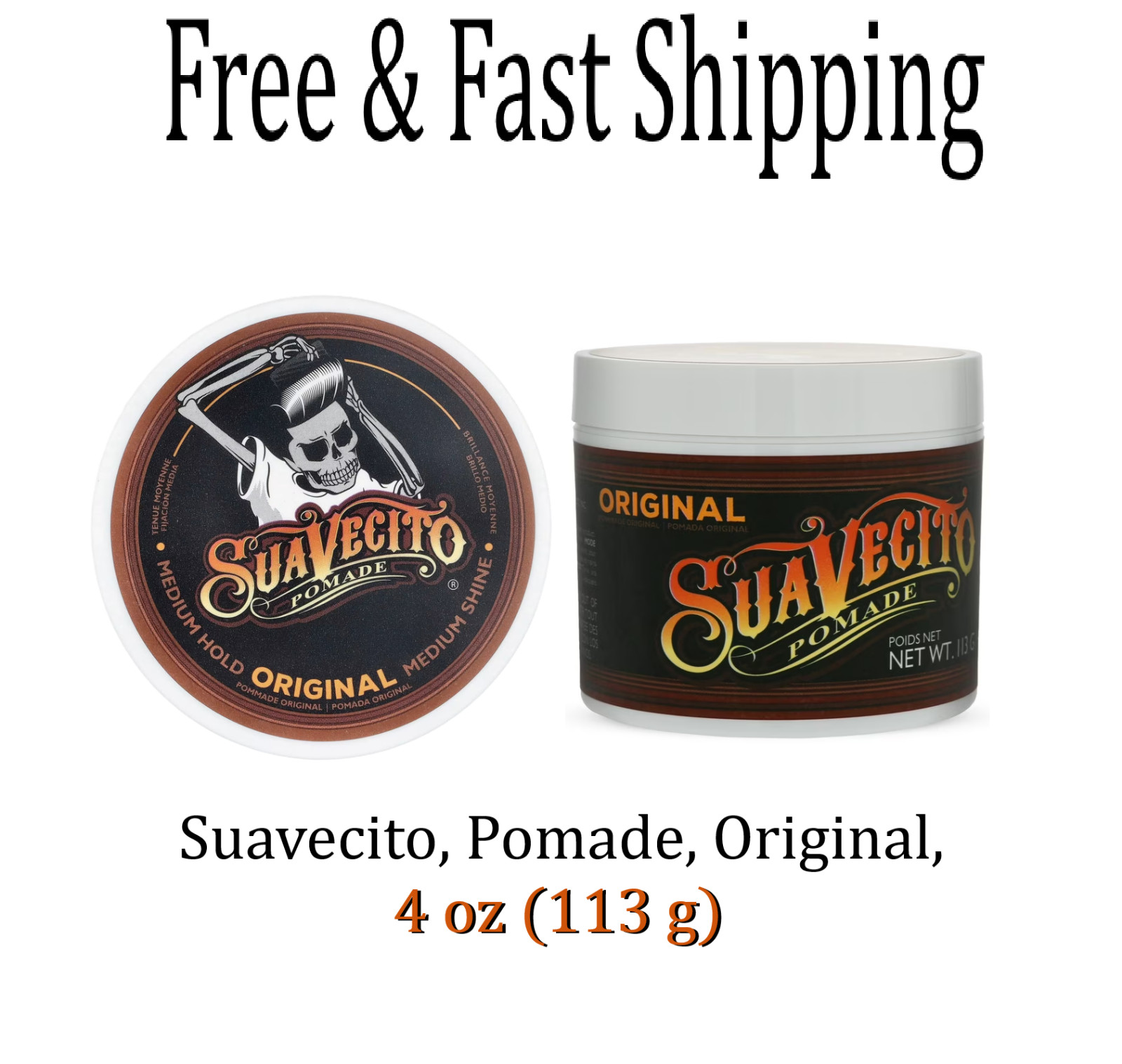 Suavecito Original Hold Pomade - Medium Hold Water 4Oz