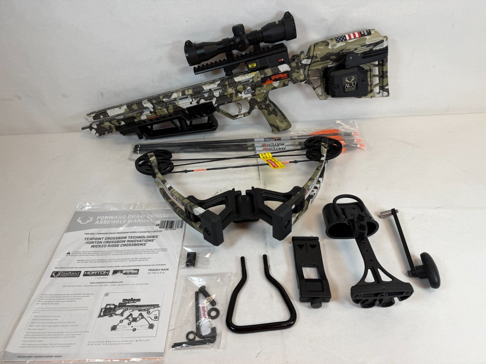 Used- Wicked Ridge Invader M1 Crossbow with ACUdraw (non-decock) Device Peak XT