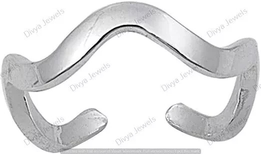 Fancy Wave Adjustable Beautiful Toe Ring For Women's Real 925 Sterling Silver