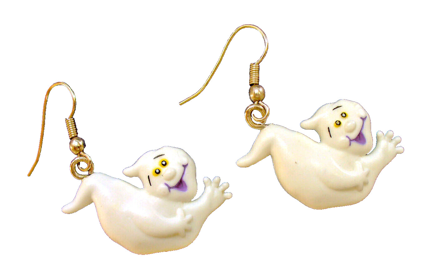 Hallmark EARRINGS Halloween Vintage GHOST FLYING 1990s Dangle Pierced Holiday
