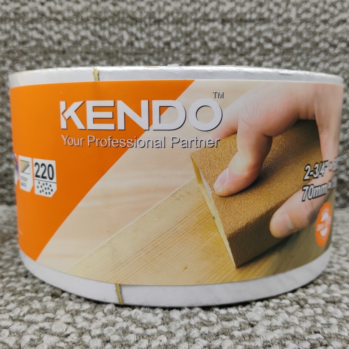 Kendo Adhesive Sticky Back 220 Grit Sandpaper Roll 2-3/4 In X 60 Ft New Sealed