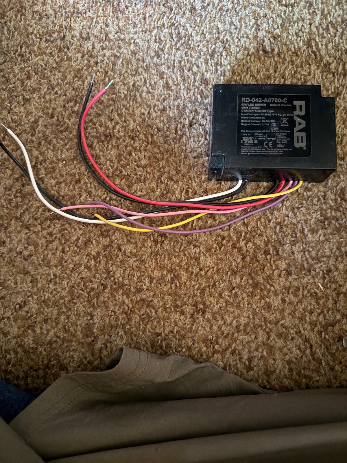 rab 40w led driver rd 042 a0700 c
