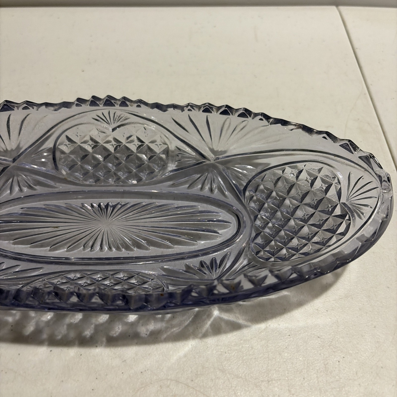 Purple Hue Celery Oval Serving Glass Dish