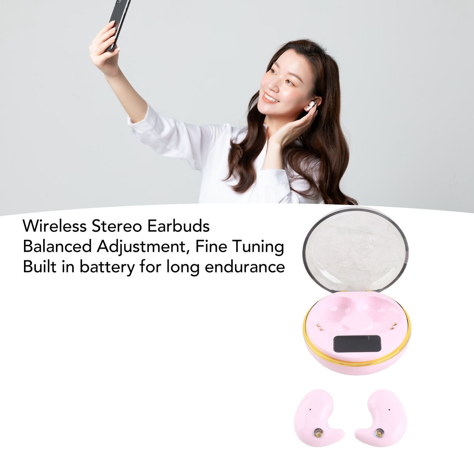 Bluetooth Earbuds With Digital Display Charging Case Stereo Wireless Earphones