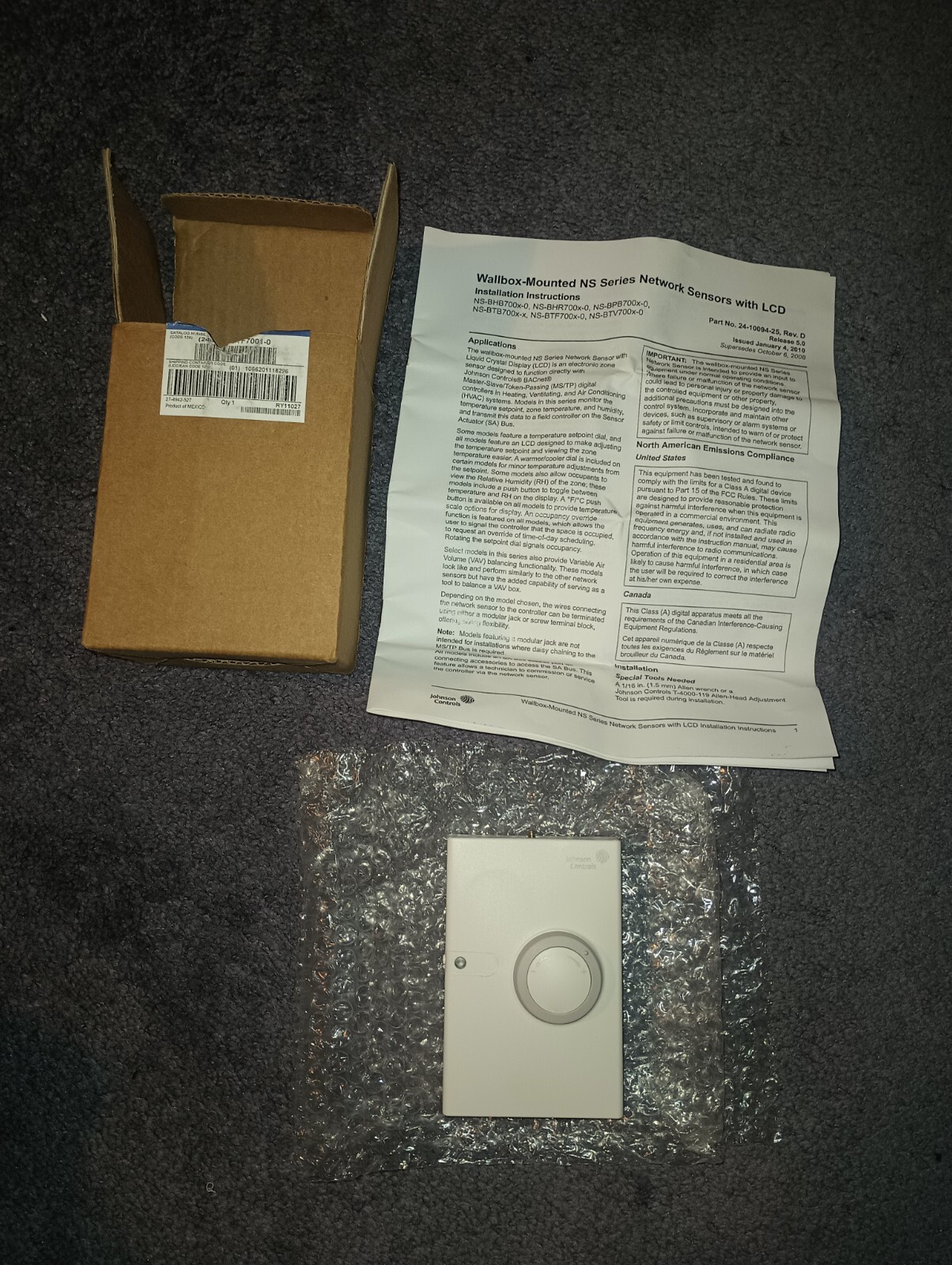 JOHNSON CONTROLS - NS-BTF7001-0   Network  Zone Sensor, Room Temperature Sensor