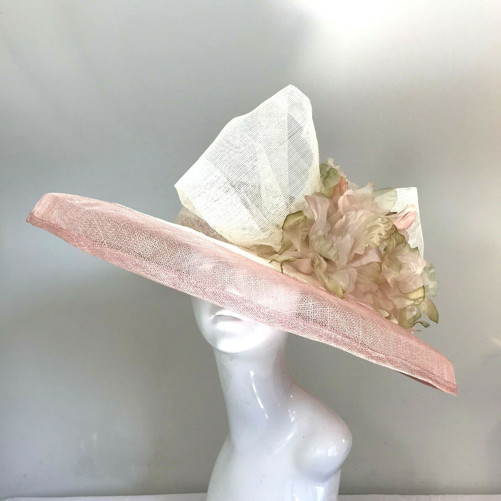 Exclusive Pink & Cream Millinery by Hat Couture Wedding Bridal Race Hat