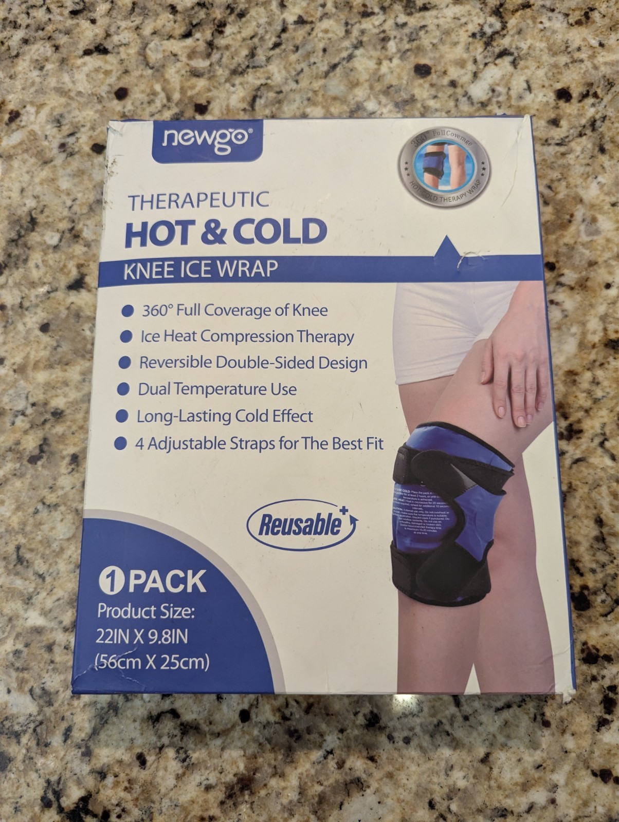 Newgo Therapeutic Hot & Cold Knee Ice Wrap Reusable 22 Inch x 9.8 Inch